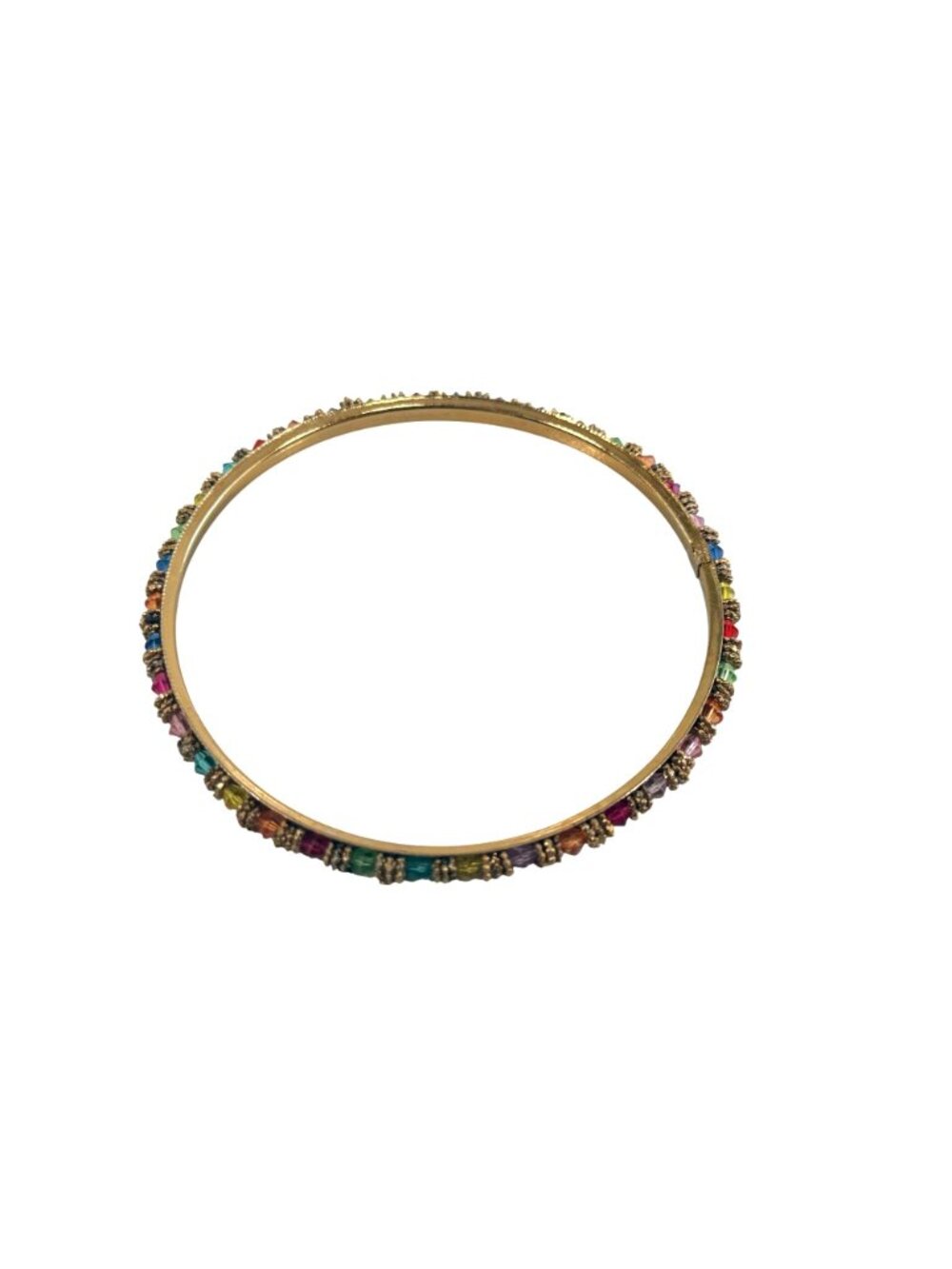 6 Indian Bollywood Gold Bangle Bracelets Multicolor Beads & Dangling Charms - Picture 14 of 15